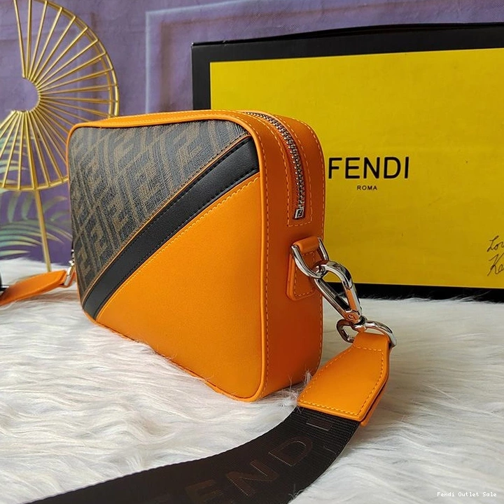 Affordable Camera In Fabric Compact Brown Orange Fendi Motif Case FF 0806